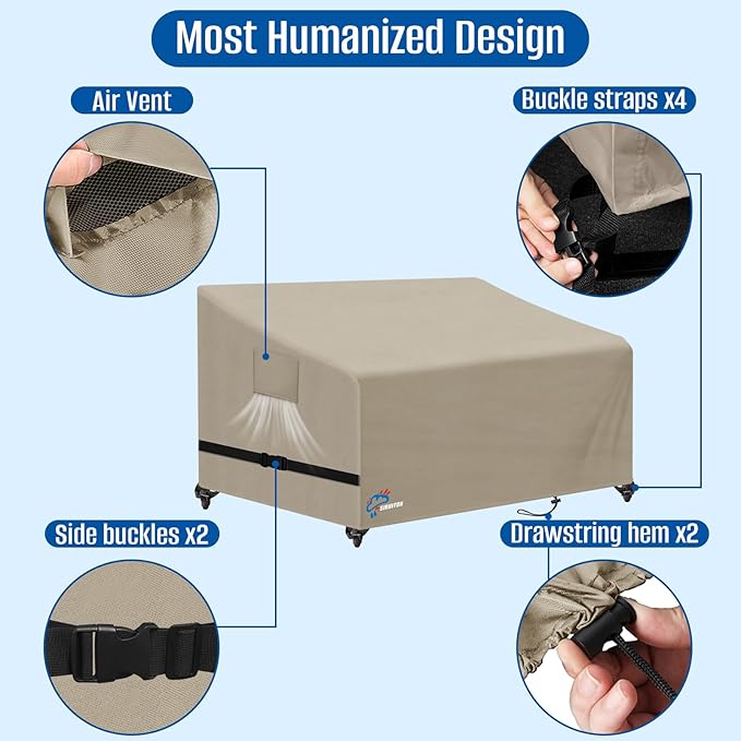 SIRUITON 2-Seat Garden Patio Sofa/Loveseat/Bench Cover 60" W x 34" D x 30" H, Heavy Duty 420D Oxford Waterproof Outdoor Sofa Cover, Lawn Patio Furniture Covers