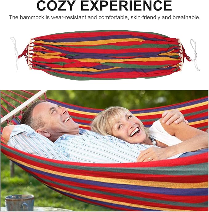 Luxshiny Extra Large Canvas Hammock with Duckbill Buckle Portable Lightweight Travel and Camping Hanging Bed for Garden Beach Forest and Outdoor Relaxation