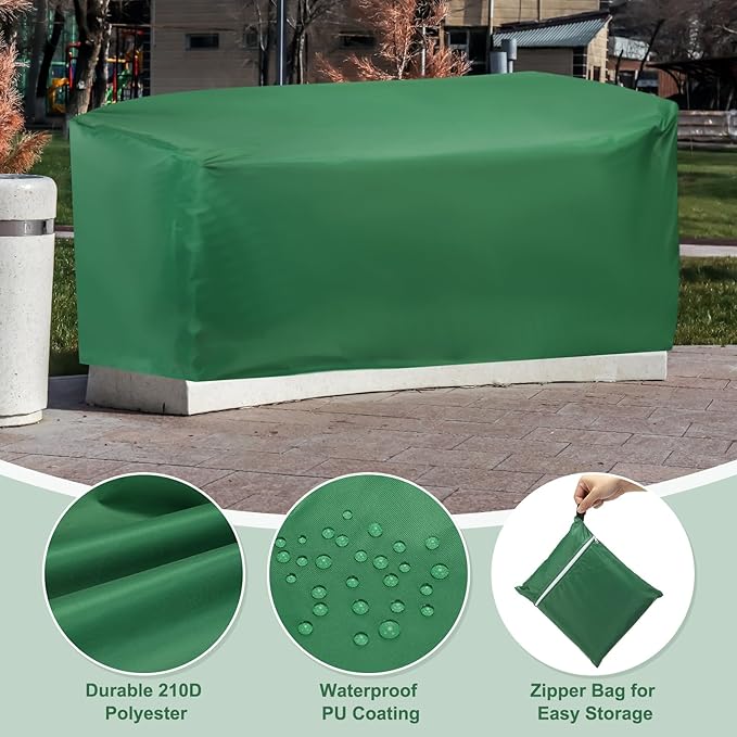 PATIKIL Outdoor Bench Cover, 210D Oxford Heavy Duty Waterproof Patio Furniture Covers for Garden Sofa Chair Table Zero Gravity, 64"L x 26"W x 35"T, Green