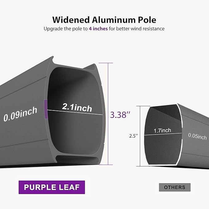 PURPLE LEAF Cantilever Umbrella 10' X 13' Outdoor Patio Rectangular Double Top Large Heavy Duty 360° Rotation Offset Umbrella for Outside Deck Backyard Garden Pool Cast Slate