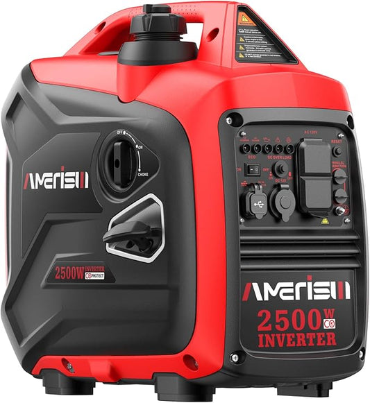 AMERISUN 2500W Gas Powered Portable Inverter Generator, Quiet Generator with CO Sensor, EPA Compliant for Camping, Home Backup, Emergency, Tailgating