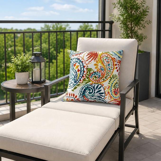 Outdoor/Indoor Throw Pillows with Inserts, 18"x18" Pack of 2 | Fade Resistant, Waterproof Decorative Pillows for Bed, Couch, Sofa, Patio, Garden & Terrace Furniture Cushions