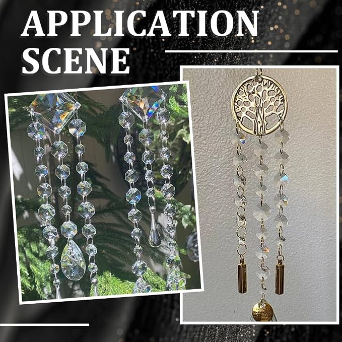 1 Box 120Pcs Glass Octagon Beads Bulk Prism Crystal Bead 14mm 2 Hole Crystal Chandelier Replacement Parts Links Sun Catcher Faceted Beads for DIY Lamp Hanging Pendant Jewelry Suncatcher Craft
