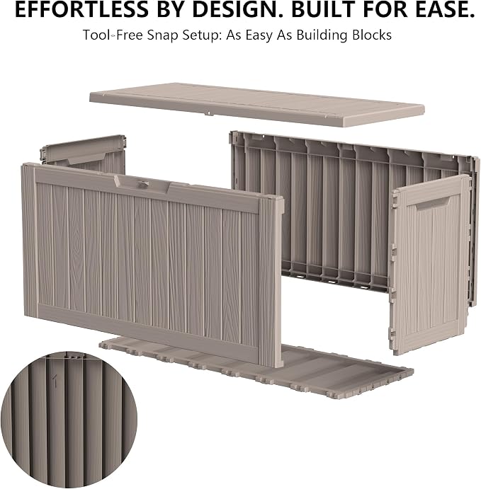 Outdoor Storage Box, 90 Gallon Waterproof Deck Box [Upgraded 3.0], Robust Weatherproof Organizer for Deep-Seat Cushions, Sports Equipment, Lockable Garden Tool Bench Seat, Side Yard, Grey