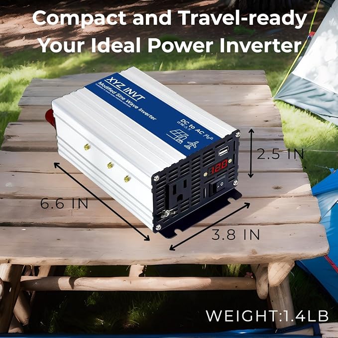800W Power Inverter 24V DC to 110V 120V AC, Peak Power 1600W with 2 AC Outlets and LED Display for Vehicles Truck RV Home Emergency Backup Power Camping, Off-Grid Over 90% Efficiency