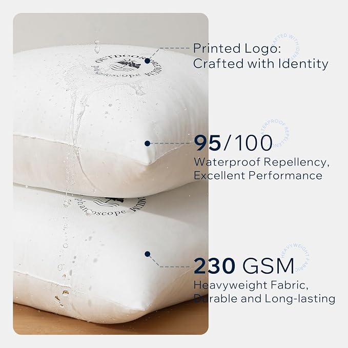 Phantoscope 18x18 Outdoor Pillow Inserts, Waterproof Outdoor Pillows, Water Resistant Throw Pillows with Logo Design, Square Form Couch Sham Cushion for Patio and Porch Furniture, 4-Pack