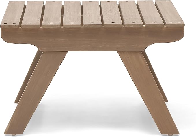 Christopher Knight Home Outdoor Acacia Wood 6 Seater Chat Set with Side Table and Coffee Table, Gray and Dark Gray