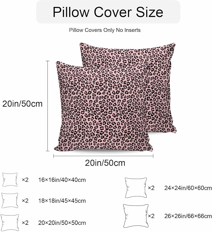 Vandarllin Outdoor Throw Pillows Covers 16x16 inch Set of 2 Waterproof Pink Leopard Print Decorative Zippered Cushion Covers for Patio Furniture, Luxury Animal Fur Pattern Lumbar Pillowcases