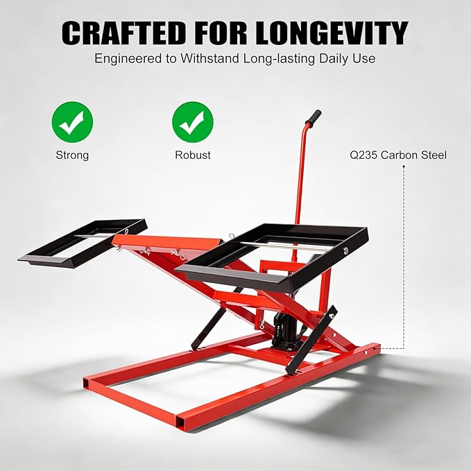 Lawn Mower Lift, Hydraulic Cylinder Lift Jack 500 Lbs Capacity, Retractable Riding Mower Lifts for Riding Tractors and Zero Turn Lawn Mowers Maintenance and Repair (Red)