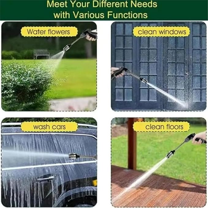 Pressure Washer, Cordless Pressure Washer, with Spray Nozzle, Turn Any Hose Into A High-Pressure Water Jet, with 360° Rotating for Three Spray Modes with Foam Pot (No Water Pipe)