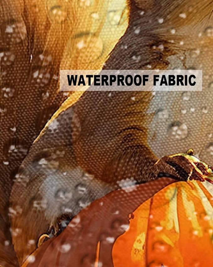 Outdoor Waterproof Throw Pillow Covers 24x24in, Fall Autumn Harvest Squirrels Cushions for Garden Patio Furniture Chairs Set of 2, Pumpkins Maple Leaves Home Decor Couch Sofa Polyester Pillow Cases