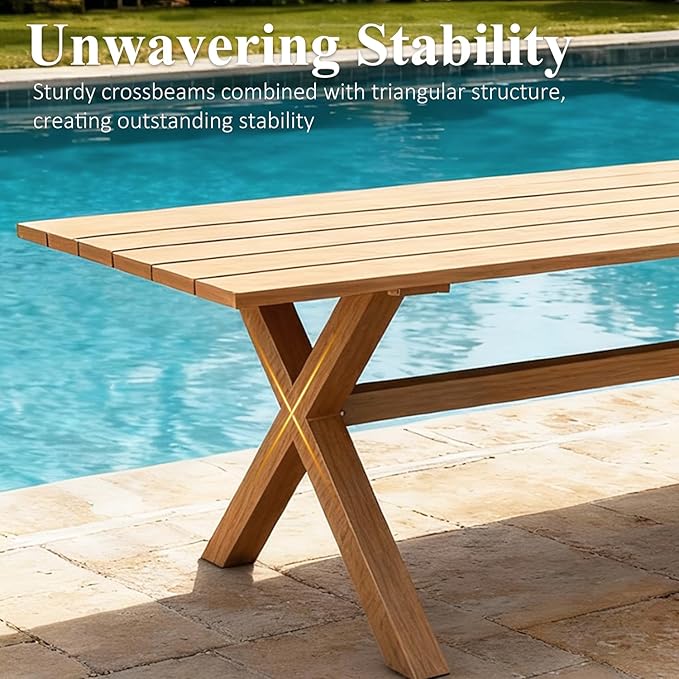 LayinSun 14 Pieces Outdoor Patio Dining Set, Aluminium Rectangular Dining Table and Wicker Rattan Chairs Set for Outside Backyard, Poolside