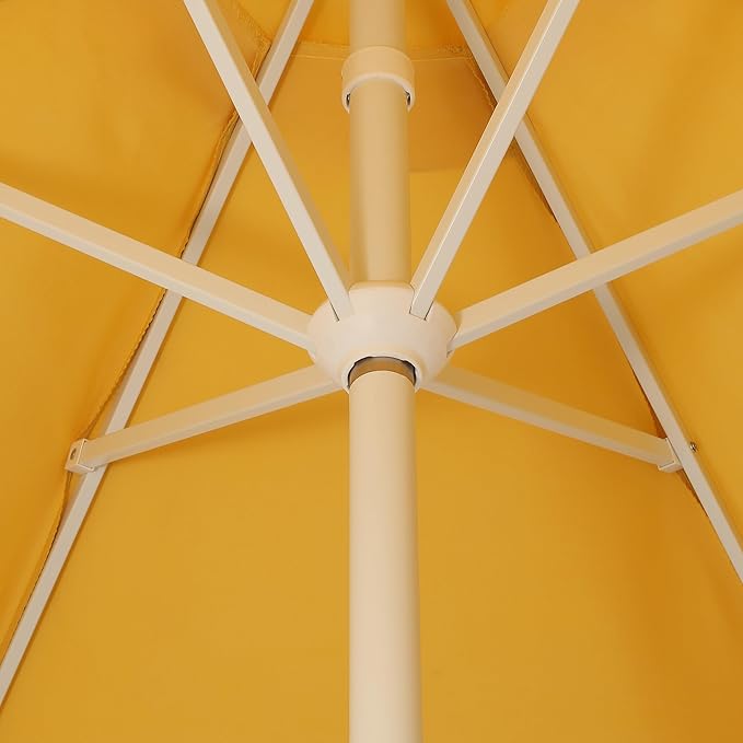 JONATHAN Y UMB1001 Collins 9 ft. Classic Cottage Tassel Market Patio Umbrella with Auto-Tilt, Crank, Wind Vent and UV Protection
