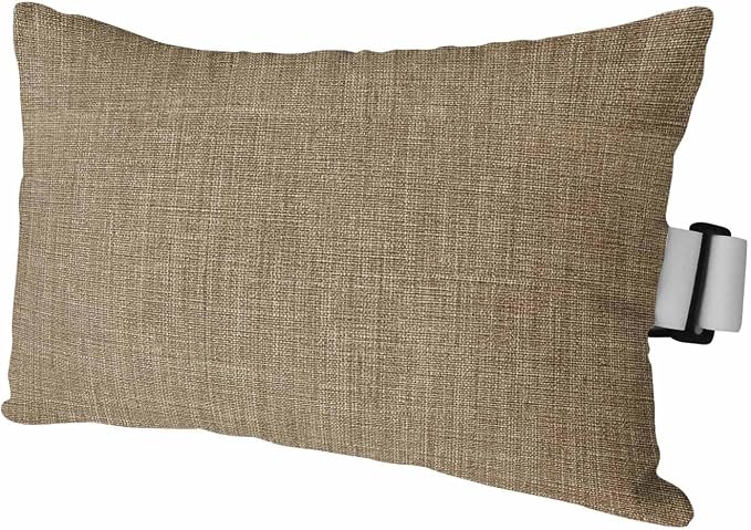 Brown Outdoor Lumbar Pillow 12x20 Inch, Farmhouse Burlap Solid Beige Color Modern Linen Texture Waterproof Throw Pillow Covers with Insert, Decorative Headrest Pillows for Office Car Travel