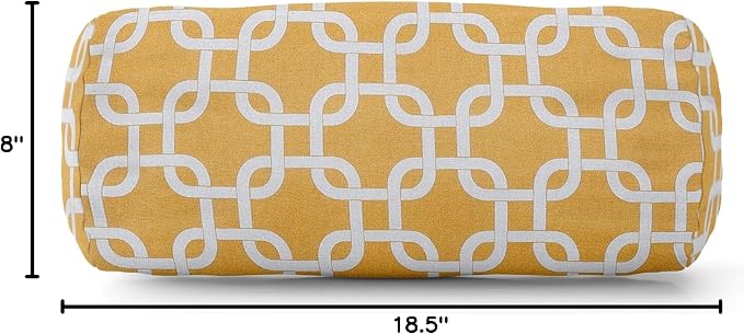 Majestic Home Goods Yellow Links Indoor / Outdoor Round Bolster Pillow 18.5" L x 8" W x 8" H