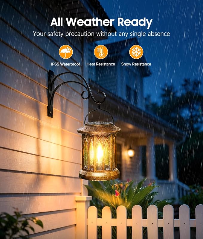 Solar Lantern Outdoor Lights with Metal Hooks, 6 Pack Upgraded Solar Lanterns Outdoor Waterproof, Hanging Solar Lights for Outside Decorative Yard Patio Path Porch Garden Decor(Antique Copper)