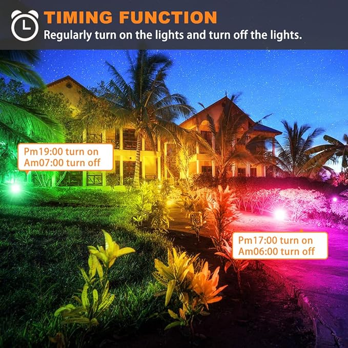 MELPO LED Flood Light Outdoor, 500W Equivalent 5000LM Smart RGB Landscape Lighting with APP Control, DIY Scenes - Timing - Warm White 2700K - Color Changing Uplight, IP66 Waterproof US Plug (4 Pack)