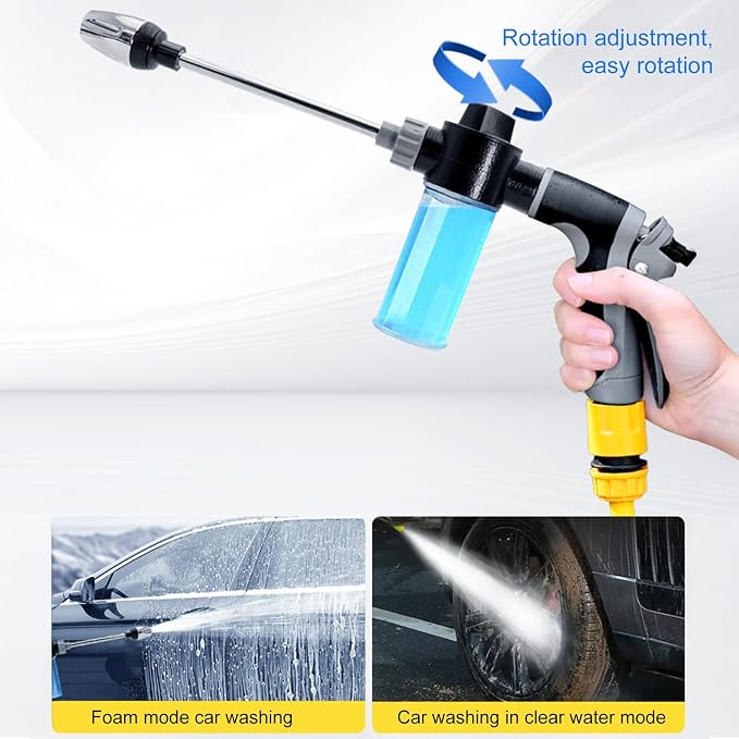 Aquoxis Pressure Washer, 15X More Powerful Extreme Water Pressure Tool with Steel Power, Qinux Aquoxis Sprayer for Waterpipe, High Pressures Water Jet with Foam Pot, Generic Aquaxis Aqui Grey E