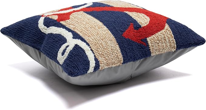 Liora Manne Frontporch Indoor/Outdoor Pillow, 18" Square, Anchor Red