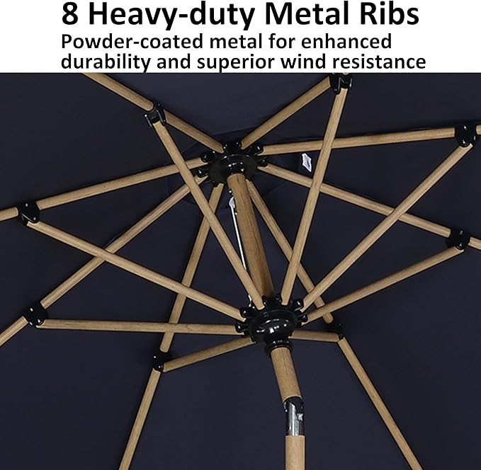PURPLE LEAF 6.5' x 6.5' Patio Umbrella with Base Square Outdoor Table Umbrella Market Umbrella with Push Button Tilt & Crank and 8 Ribs Aluminum Outdoor Umbrella for Pool Backyard Beach, Navy Blue