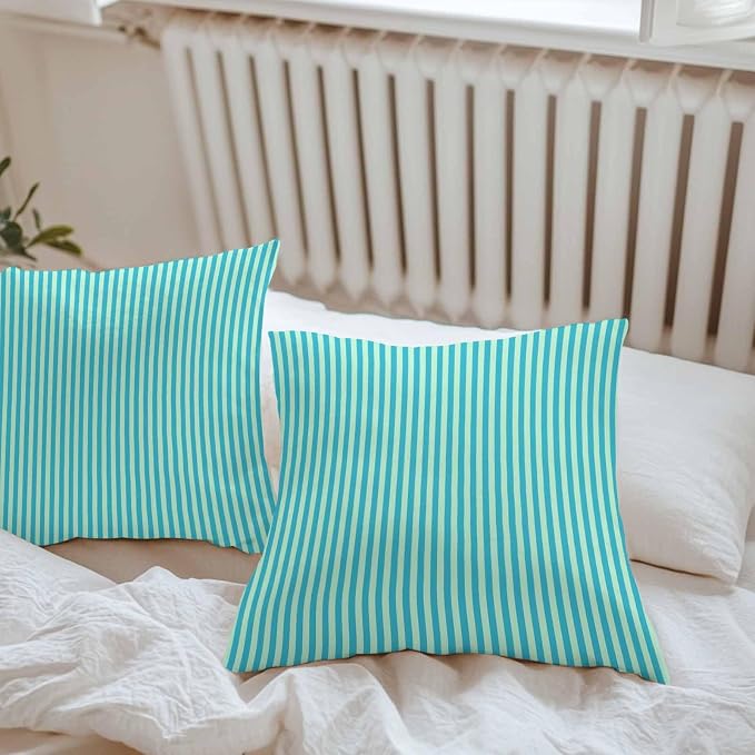 Throw Pillow Covers 24x24 Inch Set of 2, Modern Striped Waterproof Outdoor Cushion Covers, Geometric Abstract Minimalist Decorative Pillowcases for Couch, Sofa, Bed, Garden, Patio