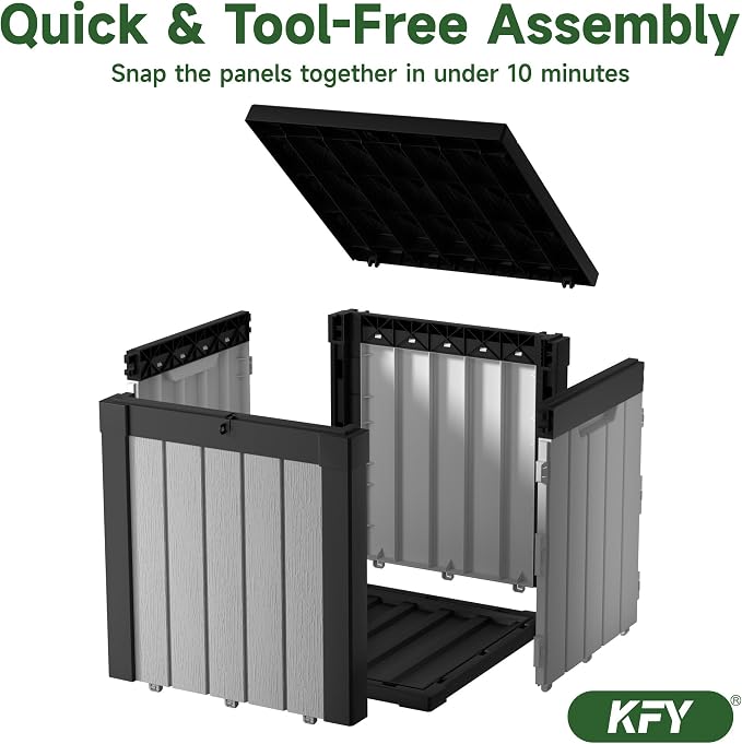 50 gallon deck box,All-weather resin material outdoorstorage box easy to install and portable,Suitable for indoor and outdoor scenes (black and white)