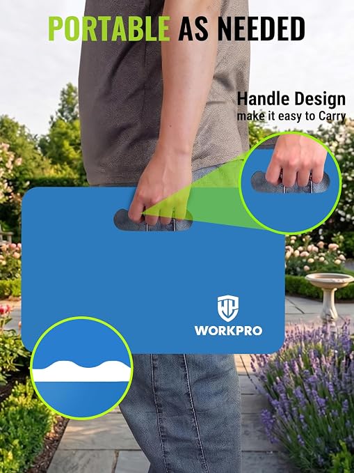 WORKPRO Extra Thick Kneeling Pad, 17.5 x 11 x 1.5 in, Blue | Soft NBR Foam Cushioning for Knee, Large Foam Kneeler Mat, For Gardening, Bathing Baby, Exercise, Workout Supplies