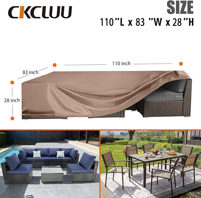 Patio Furniture Cover Waterproof Outdoor Furniture Covers Heavy Duty Outdoor Sectional Sofa Set Cover Dining Table and Chairs Set Covers Water Resistant Large 110" L x 83" W x 28" H