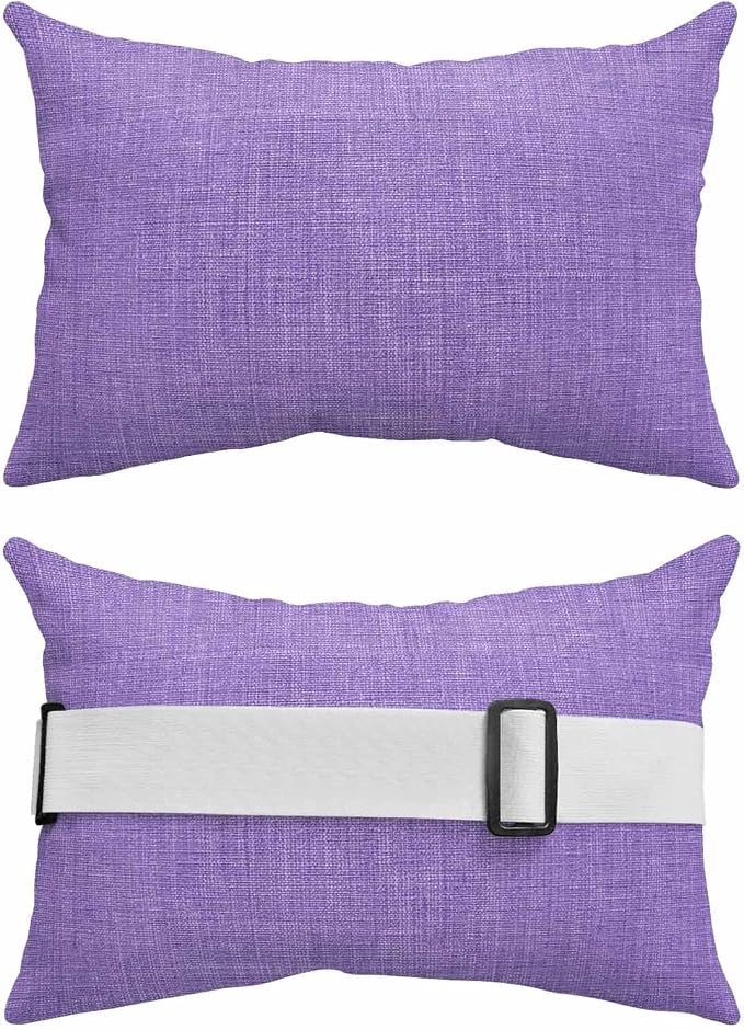 1PCS Outdoor Pillow for Chaise Lounge Chair Retro Rustic Minimalist Style Waterproof Headrest Cushion with Insert Purple Linen Texture Adjustable Lumbar Pillow for Beach Patio Poolside Office,11x16in
