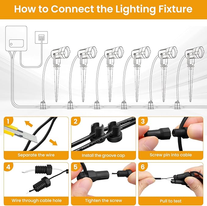 Low Voltage Landscape Lighting Kit, 6W Landscape Lights with Transformer 66FT UL-Listed Wire & Connectors, 3000K Waterproof Outdoor Spotlight Lights for Yard House Tree 12V-24V 8Pack