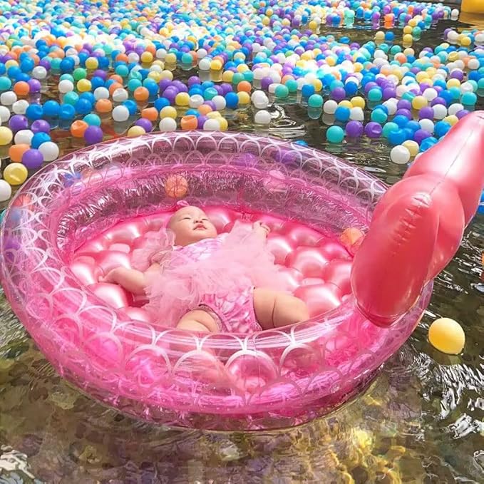 Inflatable Kiddie Pools Mermaid, Backyard Round Swimming Pool for Kids, Cute Raft Paddling Pool Indoor&Outdoor Toddler Fun Water Swim Beach Floaties Toys Fishing Pond Ball Pit Pool