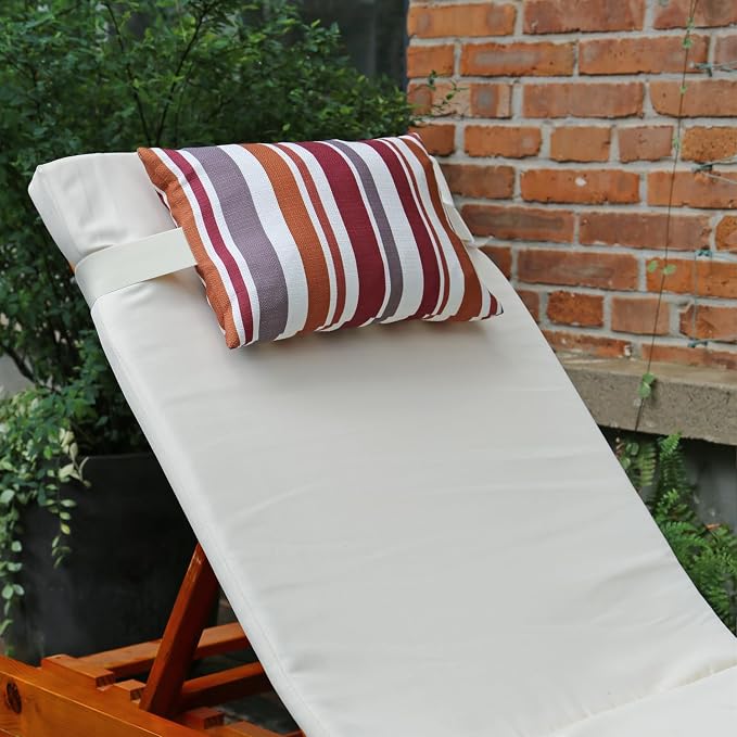 Outdoor Beach Chair Head Resting Pillow, Pool Lounge Chair Pillows with Insert and Adjustable Elastic Stripe for Chaise Recliner Neck Attachment, 2 Pack Size 11”*16” Wine Red