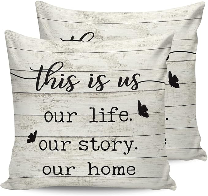 Outdoor Waterproof Pillow Covers for Patio Furniture Farmhouse Style Decorative Throw Pillow Cover Funny Quote Wood Grain Pillowcases Set of 2 Cushion Case for Sofa Couch Chair Home Decor 24x24 inch