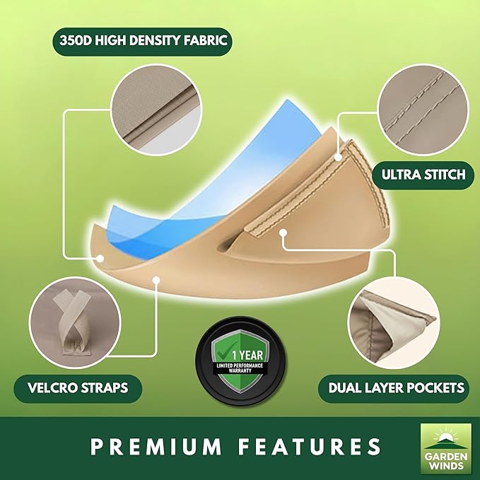 Garden Winds Durable 350 Replacement Canopy Top Compatible with Summer Veranda 10 ' x 10' Gazebo Models L-GZ093PST, G-GZ093PST, TGZ093 - Beige