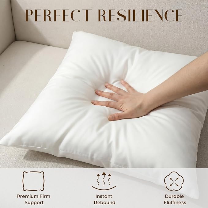 Sieral 1 Pcs 2.2 lb Weighted Outdoor Pillows Inserts, 18" x 18" Patio Waterproof Throw Pillows with 1.1 lb Glass Bead, Waterproof Square Pillow Cushion for Patio Garden Sofa Couch Deck, Yachts, Resort