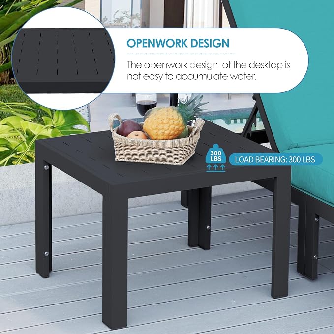 NICESOUL 10 Piece Oversized Modular Aluminum Outdoor Furniture Set, 29" Deep and Wide Sectional Seating, 500 lbs High Weight Capacity Water Resistant Patio Conversation Set for Garden Deck, Turquoise