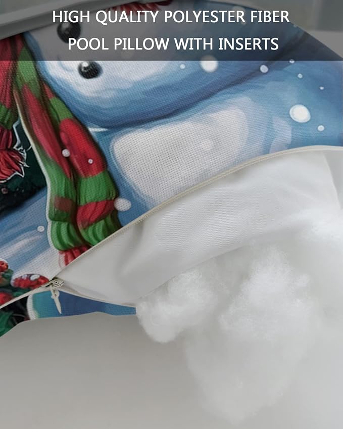 Outdoor Pillows Covers with Inserts Chirstmas Red Cap Snowman Red Bird Waterproof Recliner Pillow with Adjustable Strap Throw Pillows for Patio Furniture Pool Lounge Chair, 12x20 inch, 1PCS