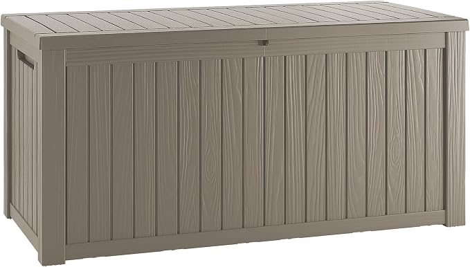 200 Gallon Outdoor Storage Box Waterproof Lockable Resin Deck Box Large, Grey