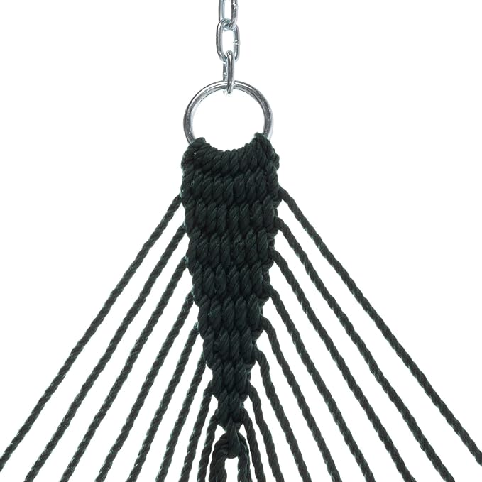 Hatteras Hammocks Small Green DuraCord Rope Hammock – 11 ft. x 45 in., 450 lb Capacity, Cumaru Spreader Bar, Zinc-Plated Hardware, Handcrafted in The USA