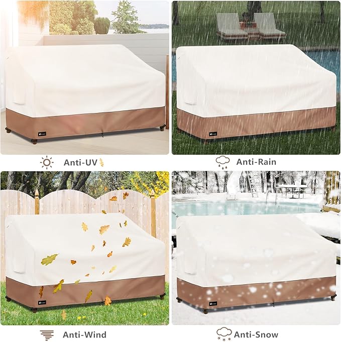 Outdoor Couch Cover for Patio Furniture - Heavy Duty Waterpoof All-Weather 3-Seater Patio Sofa Cover, 58"x32"x31" (Beige) ﻿