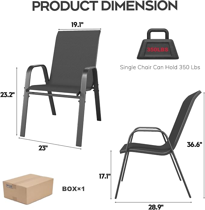KEIKI Waterproof Patio Table and Chairs for 6, 7-Piece Outdoor Patio Dining Set, 63" x 38" Rectangular Wood-Grain Metal Table with Umbrella Hole for Lawn Garden Backyard, Black