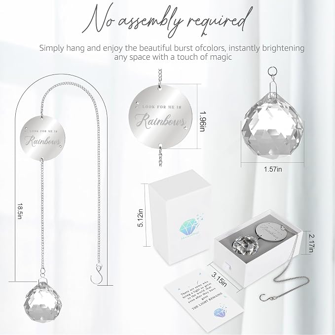 Mooncraftlogy Memorial Gift for Loss of Loved One, Light Crystal Suncatcher | Unique Sympathy Idea, Clear Memory Prism Crystal Ball, Grief Rainbow Sun Catcher, Bereavement Box for Mom Dad Son Daughter