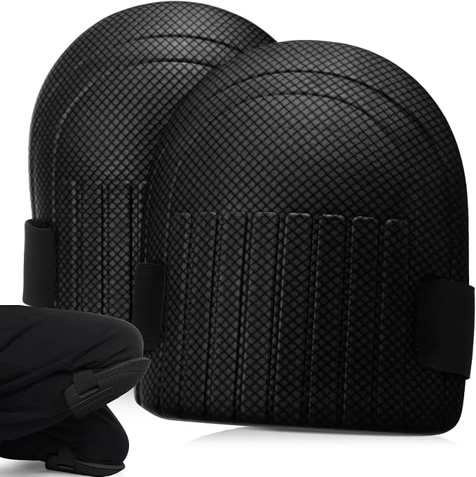 WinnerWhy Gardening Knee Pads for Women and Men Lightweight Waterproof Foam Knee Pads for Gardening and Housework with Adjustable Hook'n'Loop Straps(Black)