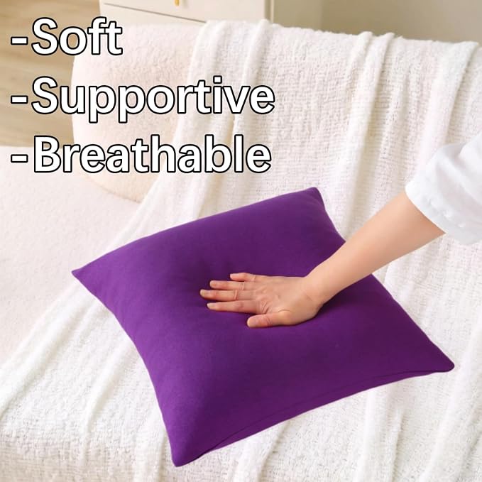 Outdoor Throw Pillows with Inserts, Waterproof Pillows for Outdoor Seating, Square Decorative Garden Cushion for Patio Furniture, Bed, Couch, Sofa(Purple, 16" x 16" (Pack of 2))
