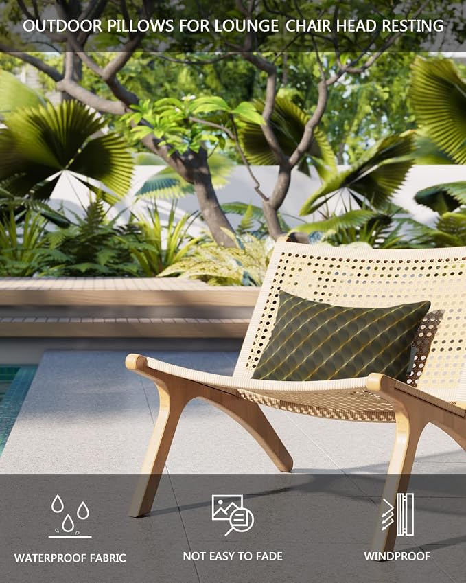 Outdoor Pillows Covers with Inserts Abstract Geometric Gradient Brown Retro Pattern Waterproof Pillow with Adjustable Strap Throw Pillows for Patio Furniture Recliner Lounge Chair, 11x16 inch, 2PCS