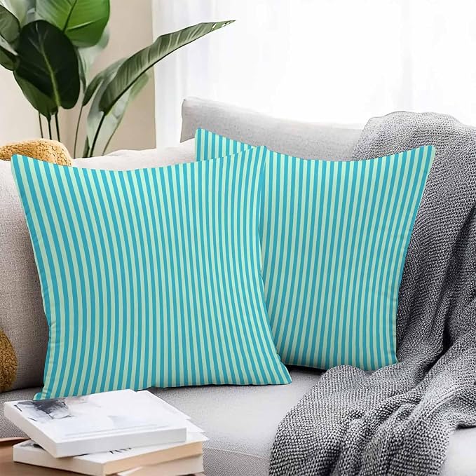 Throw Pillow Covers 24x24 Inch Set of 2, Modern Striped Waterproof Outdoor Cushion Covers, Geometric Abstract Minimalist Decorative Pillowcases for Couch, Sofa, Bed, Garden, Patio