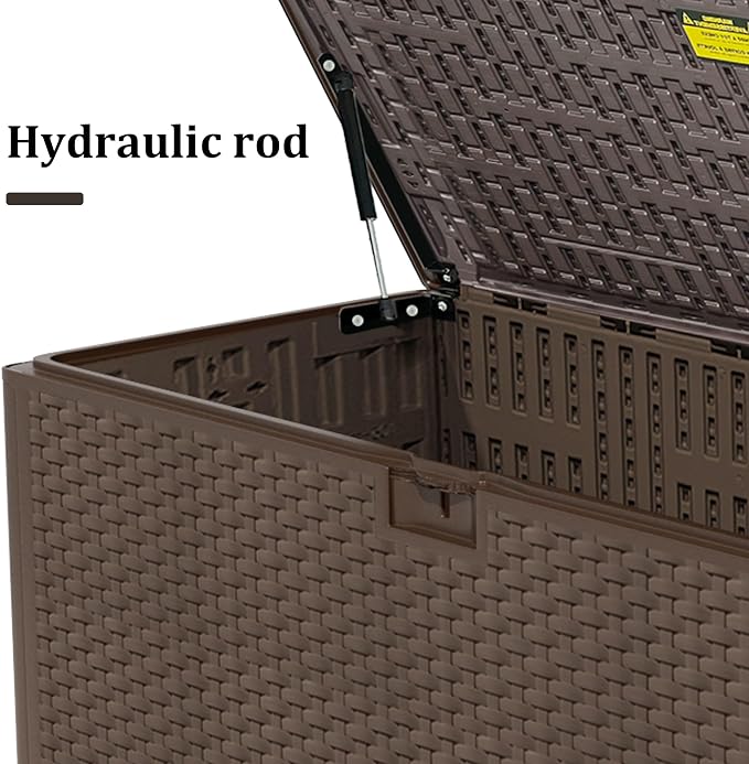 Outdoor Storage Box Waterproof, 180 Gallon Pro Lockable Resin Deck Box Large, Patio Storage Bin for Pool Accessories Cushion Furniture, Garden Tools, UV-Resistant Outside Delivery Brown