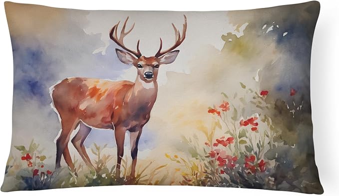 Caroline's Treasures DAC2904PW1216 Deer Throw Pillow Machine Washable, Indoor Outdoor Decorative Pillow for Couch, Bed or Patio, 12HX16W