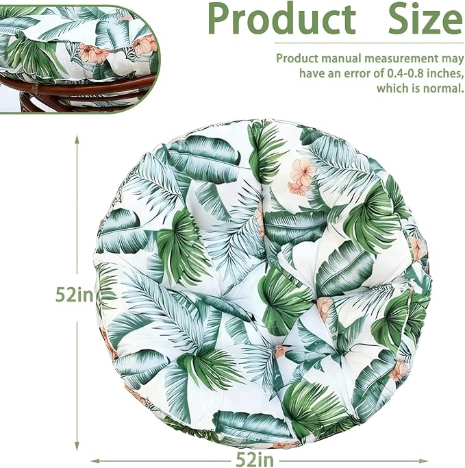 Papasan Cushion, 52 inch Papasan Chair Cushion, Thickened Padded Round Papasan Cushion (Hawaii) | Thickened Papasan Cushion, Indoor Papasan Chair Cushion (Without Chair), with Ties, Hawaii