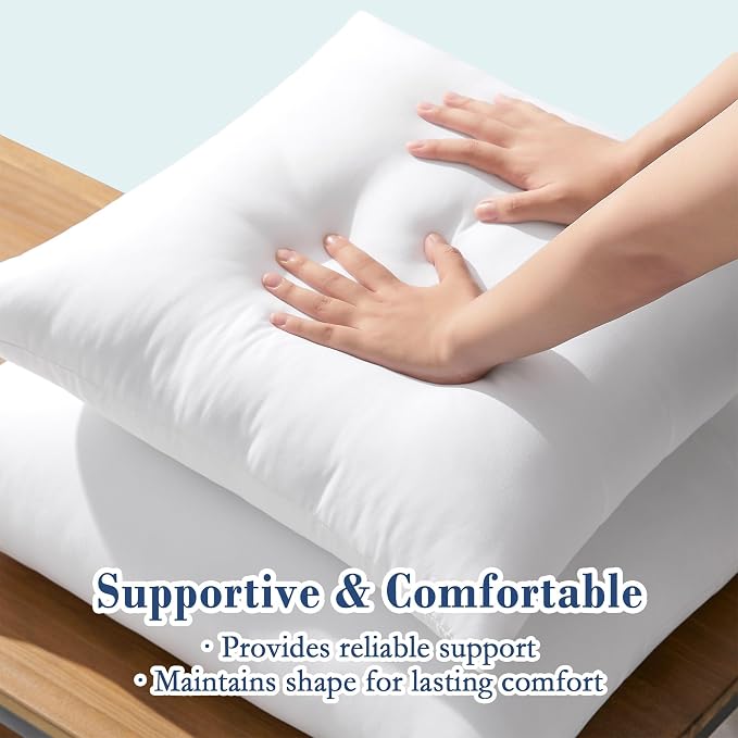 puredown® 16x16 Outdoor Pillow Inserts, Set of 2, Fluffy Soft Waterproof Down Alternative Square Form Sham Stuffer for Porch Swing Sofa Couch Cushion Patio Furniture